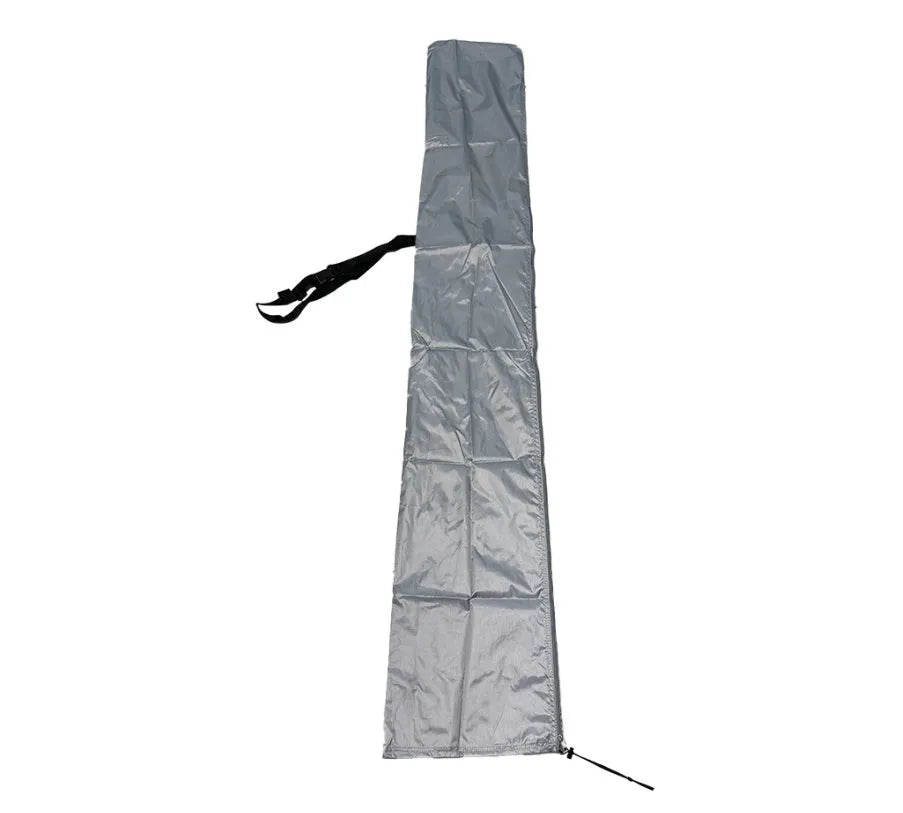 Grey waterproof Oxford cloth cover for a banana-shaped offset patio umbrella.