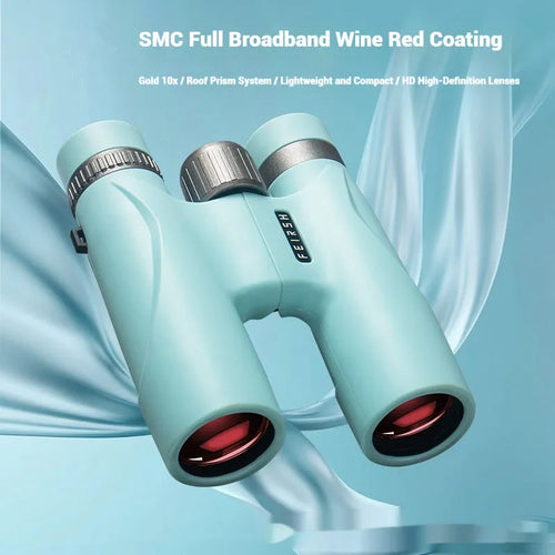 10x32 wine red film binoculars in blue or grey colour with 112x140x45mm compact size