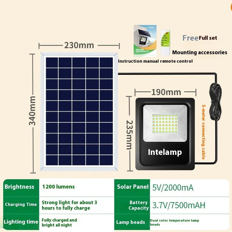 Outdoor courtyard solar LED light with waterproof IP65 rating and three lumen model options