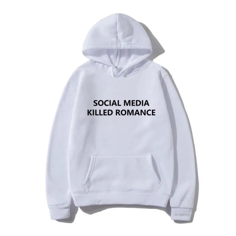 Slim fit men's grey hoodie with a white spring letter pattern print on the front, featuring a hood and long sleeves.