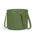 Army green folding telescopic storage duct with PVC mesh construction and ribbon handles