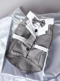 Chinese style dog suit in black with four-leg coverage polyester fabric