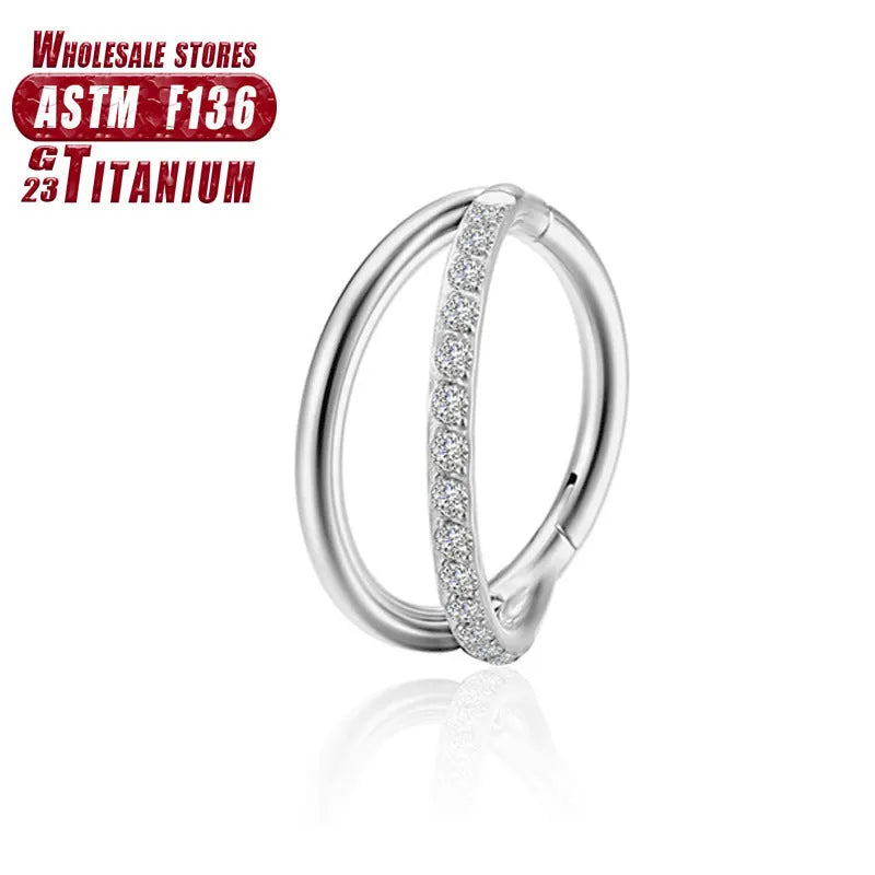 Titanium alloy nose ring body jewellery showing colour options and size variations