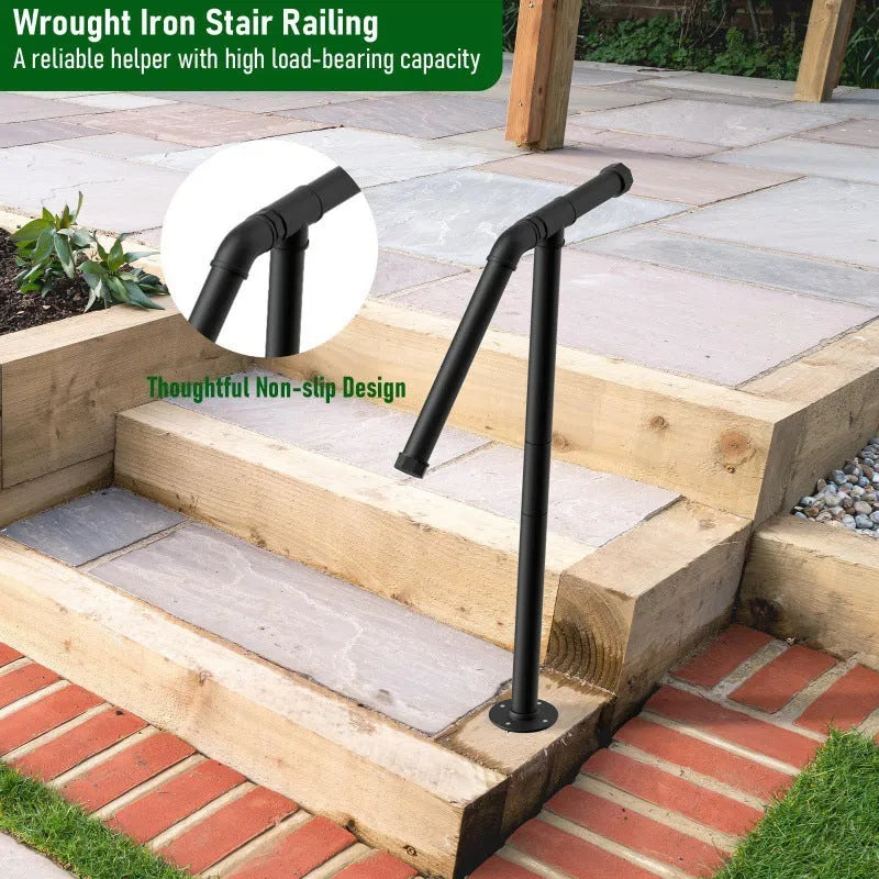 Black American style minimalist metal ladder support bracket for household stairs