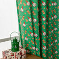 Green and red Christmas curtain with snowman and angel cartoon print, American style 1 metre window decoration