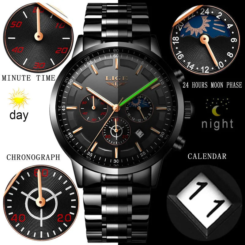 Men's waterproof quartz sports watch with 12mm thick case in multiple colour options