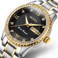 Enamel stone luminous quartz watch with 40mm round dial and stainless steel strap
