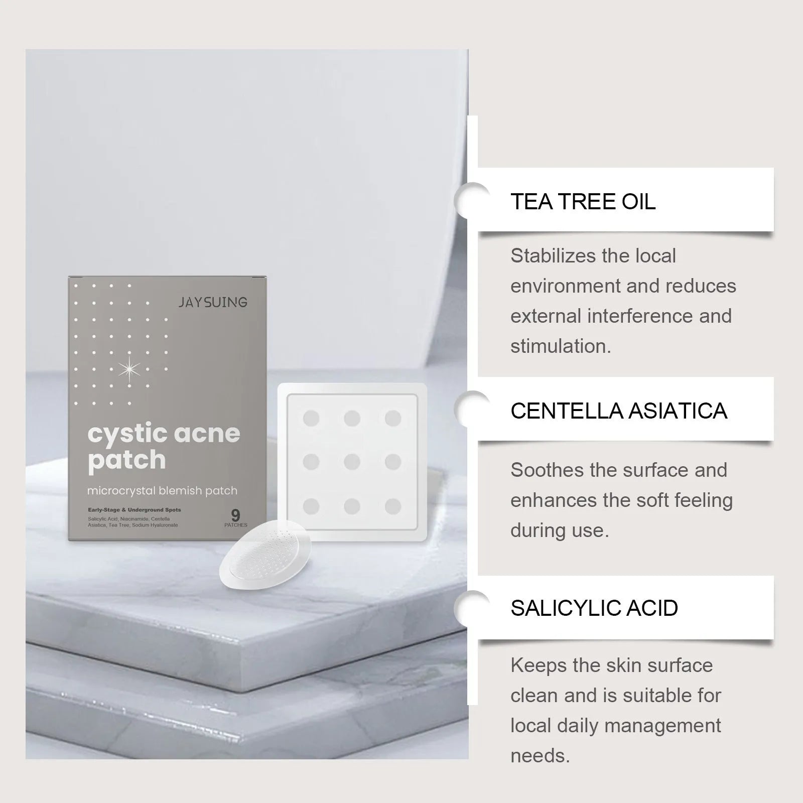 Acne repair micro needle patch with tea tree oil in foil pack