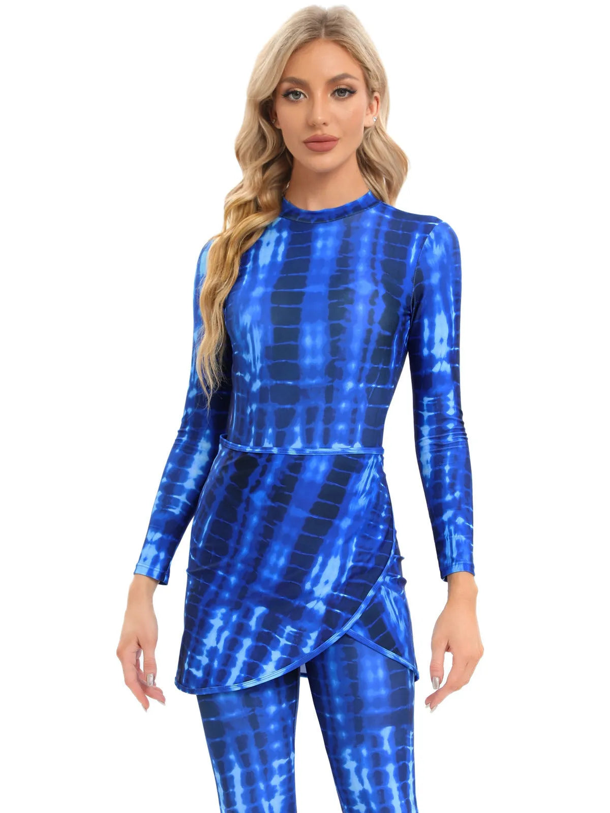Conservative Muslim swimsuit three-piece set with long sleeves and matching apron for swimming