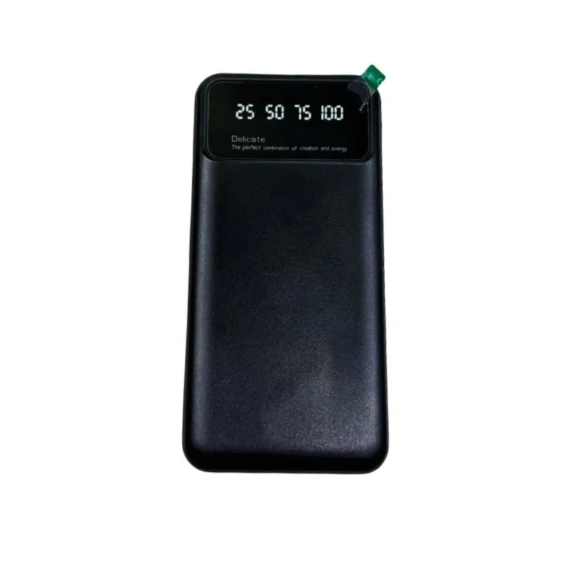Black ultra-thin power bank showing compact dimensions and creative design