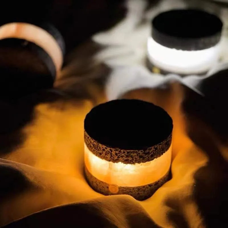 Orange volcanic rock USB night lamp with essential oil diffuser and dimming control