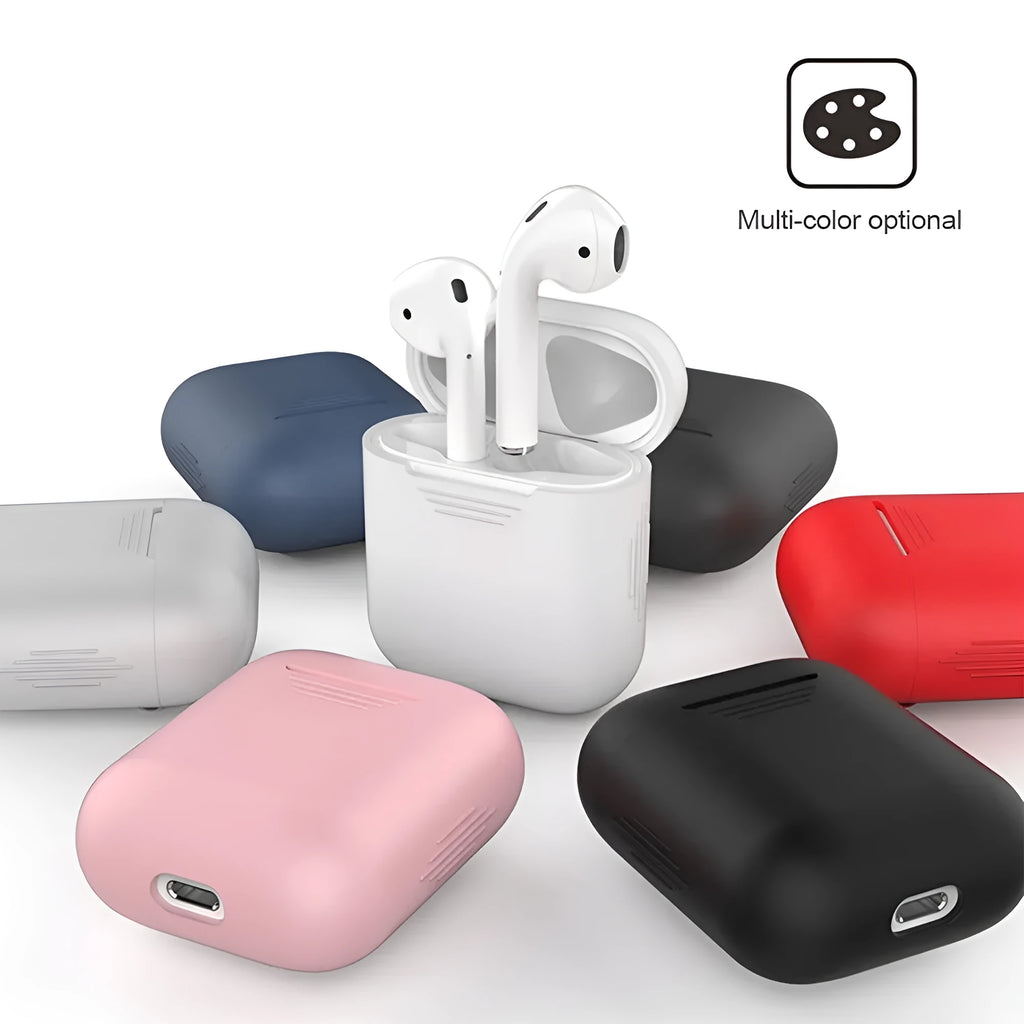 Silicone protective case with earmuffs for Apple AirPods in various colours