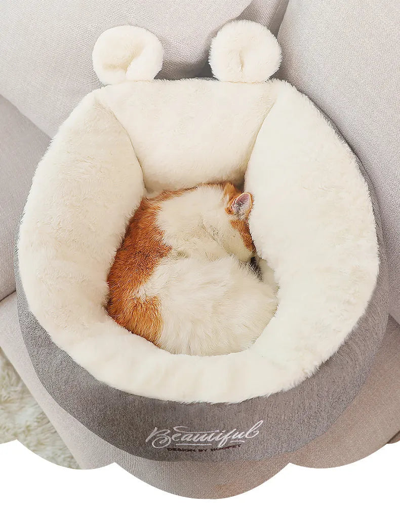 Grey cotton pet dog bed warming sleeping bag cushion with size S or M option for small to medium dogs
