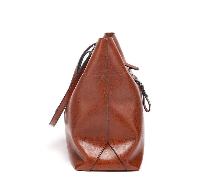 Casual wax cowhide leather cross-body handbag in multiple colours with two compartments