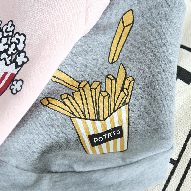 Cotton dog hoodie in popcorn grey for winter wear, size small, 27cm length, 36cm bust