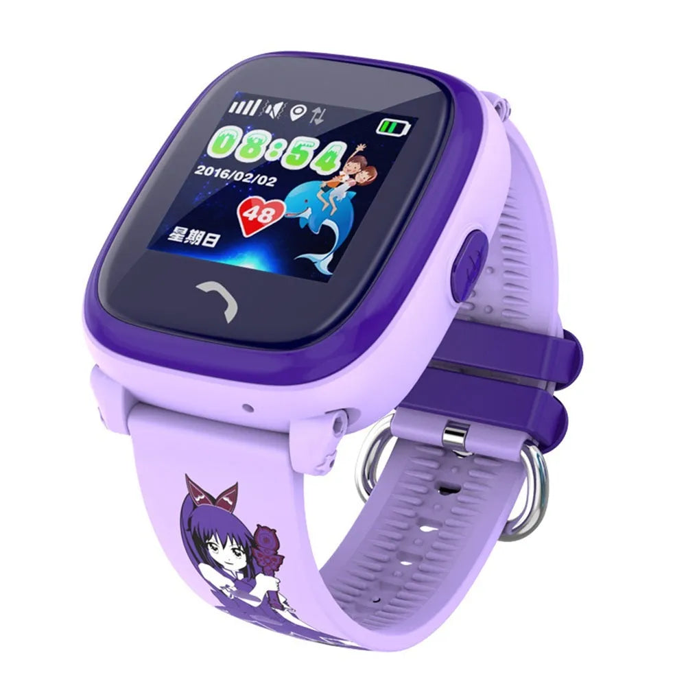 DF25 blue waterproof children's smart watch with touch screen on silicone wristband