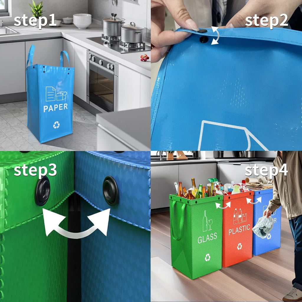 Blue 40-litre reusable PP plastic bin bag with dimensions 30cm wide by 50cm high.