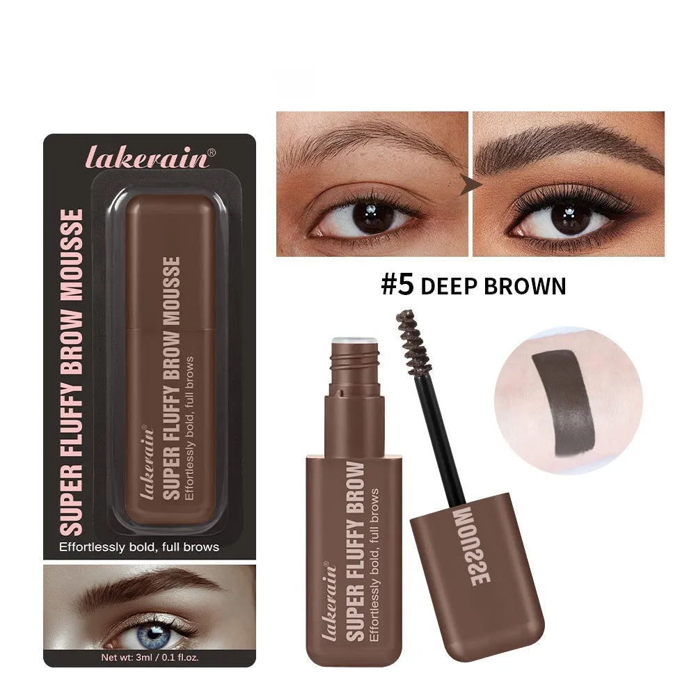 Eyebrow cream mousse tube for long-lasting brow definition in six colour shades.
