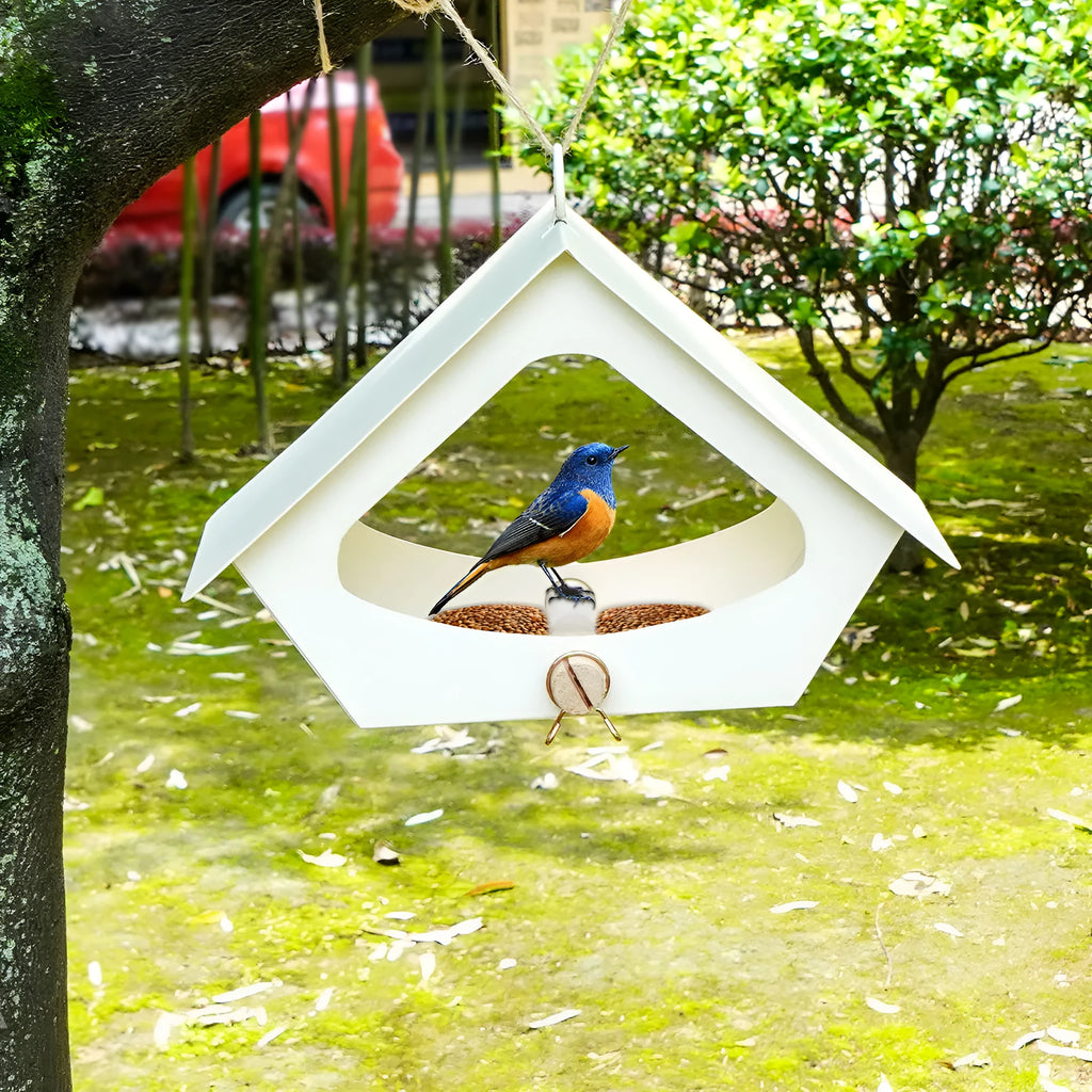 Modern European-style iron bird nest feeder in silver colour for garden decoration