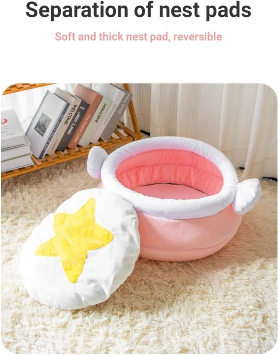 Honey pot shaped cat sofa bed with removable pad in soft fabric for small pets