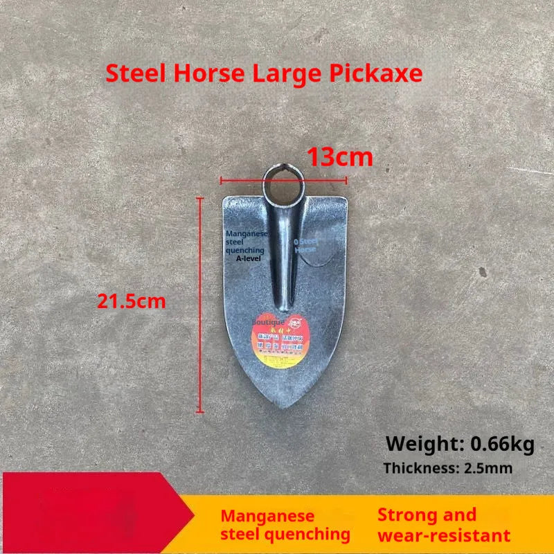 Agricultural pointed hoe with manganese steel construction and steel horse tip for weeding and ploughing