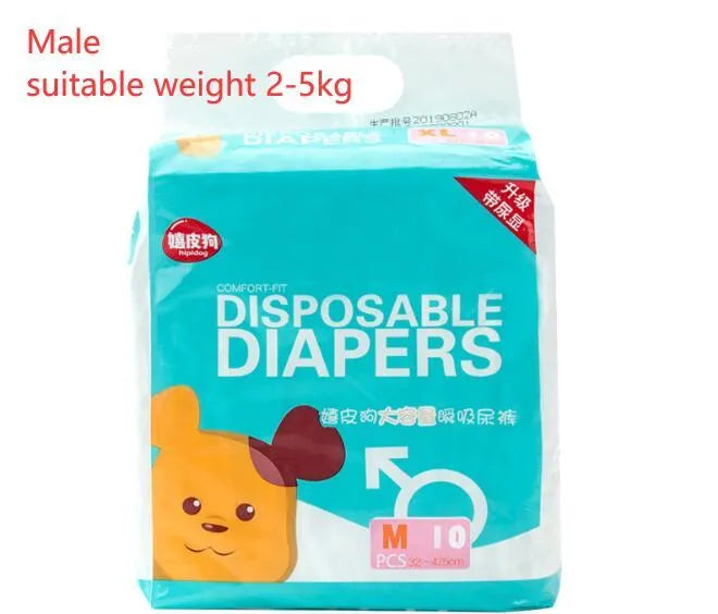 10-pack adjustable dog diapers with wetness indicator, soft fabric, for male and female dogs