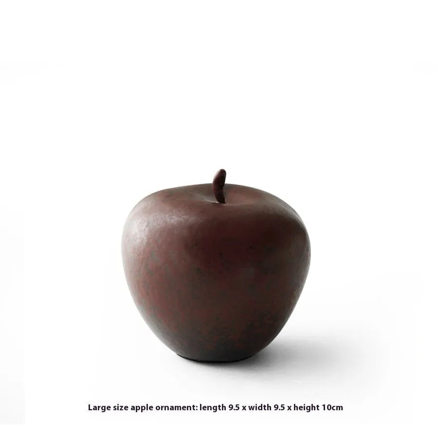 Ceramic retro Chinese apple ornament for desktop display in large and small size options