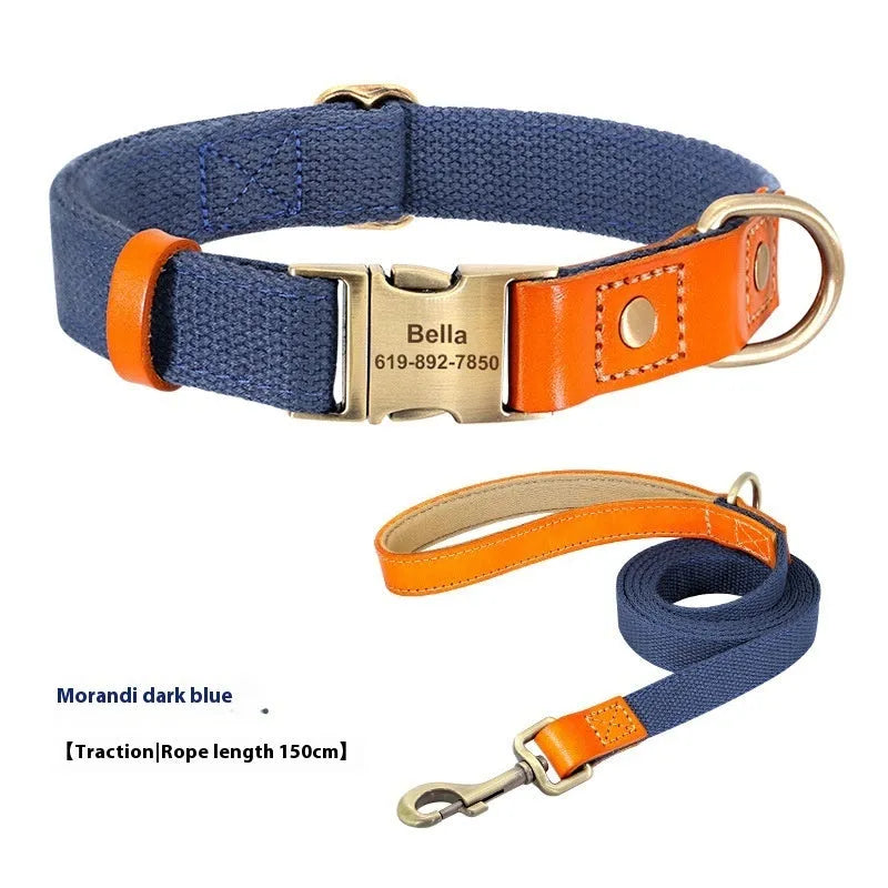 Small dog mohair neck collar and traction rope set in six colours with lettering, sizes XS S M.
