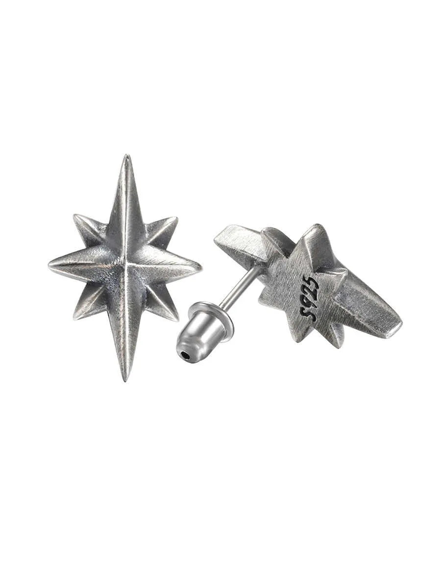 925 silver old stereo earrings with compact 12mm width and 18mm height on a plain background