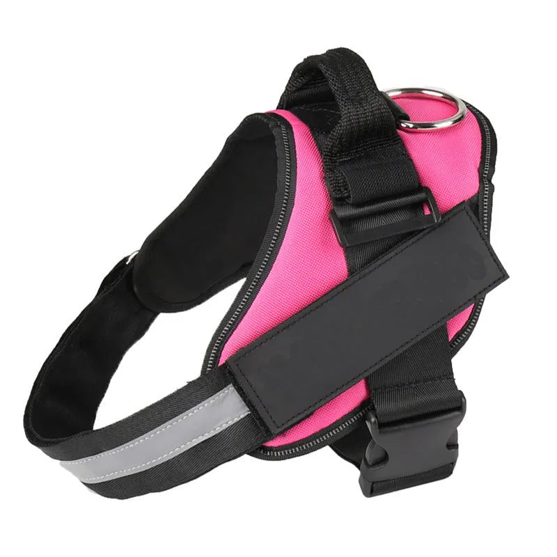 Personalised reflective no-pull dog harness in nylon with adjustable chest strap and sturdy handle