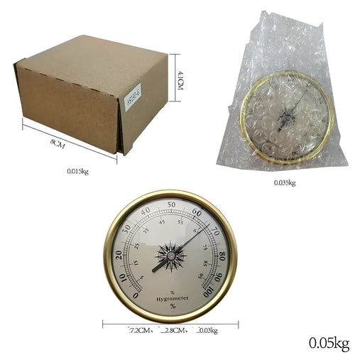 Aluminum analog thermometer hygrometer with circular 72mm design