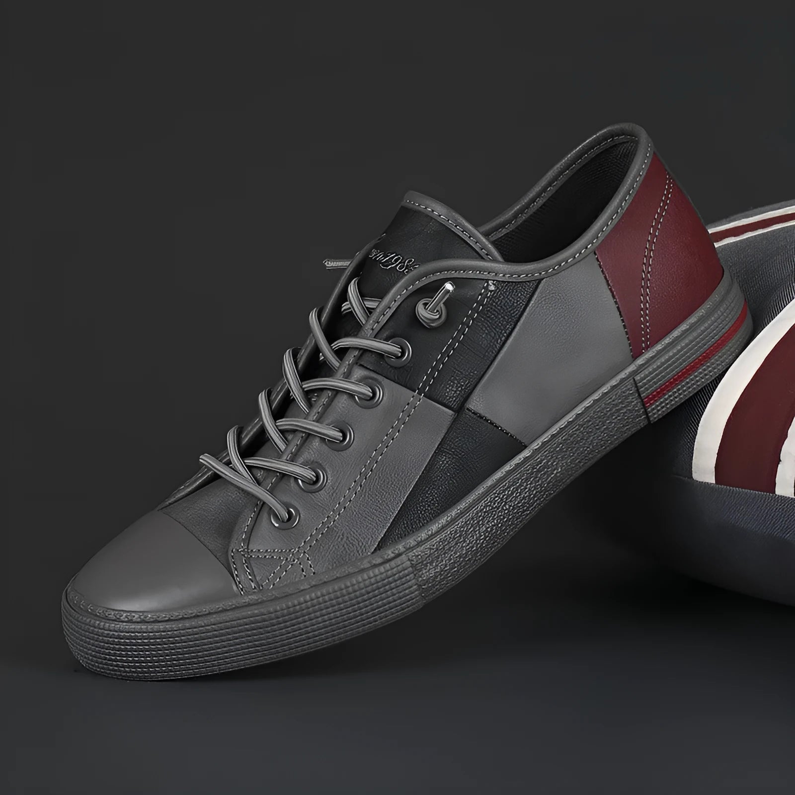 Men's colour matching leather shoes with round toe and elastic band closure in multiple colour options