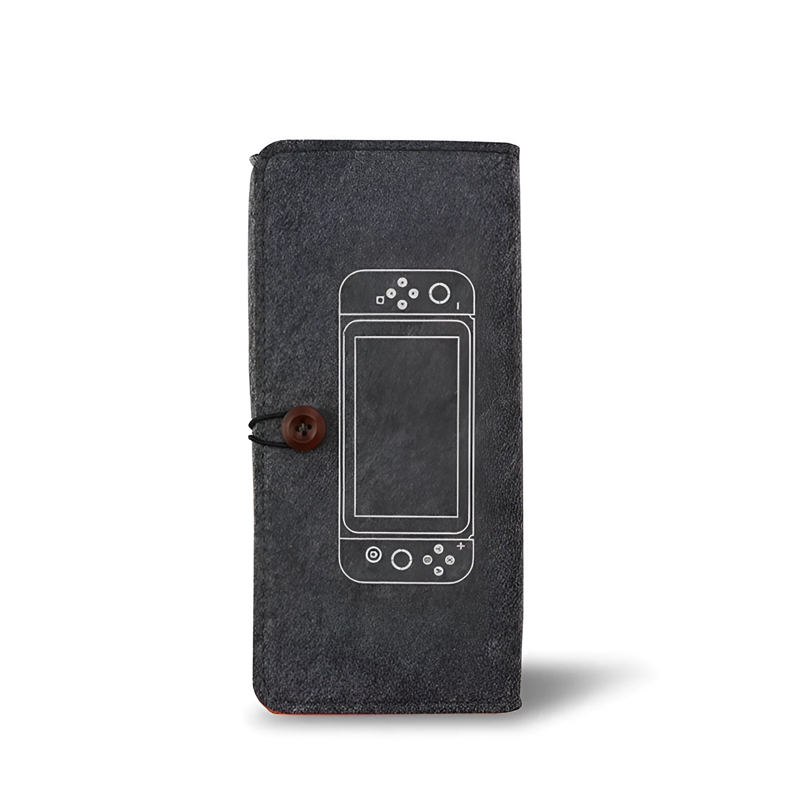 Black felt pouch bag for Nintendo Switch with game card slots and double layer storage compartments