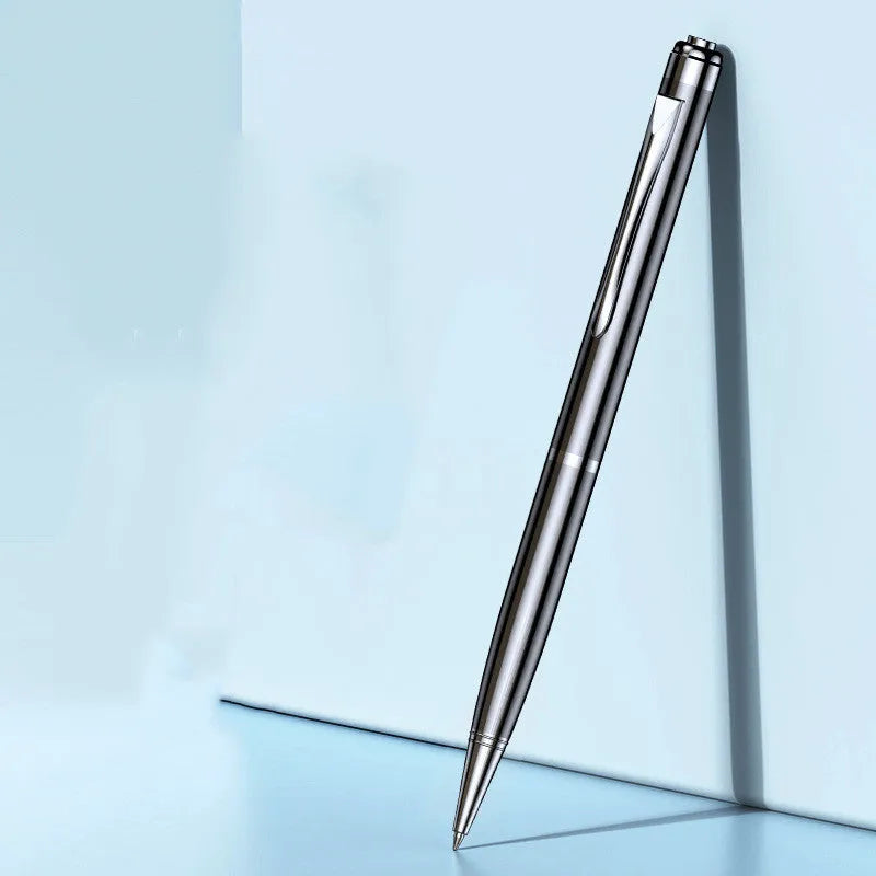 Black pen shaped audio recorder with zinc alloy shell for discreet recording