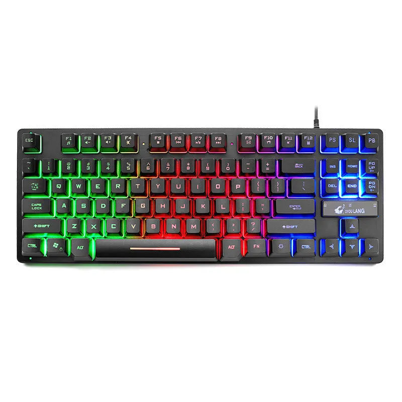 87-key wired USB mechanical keyboard in black with compact 36.5cm size