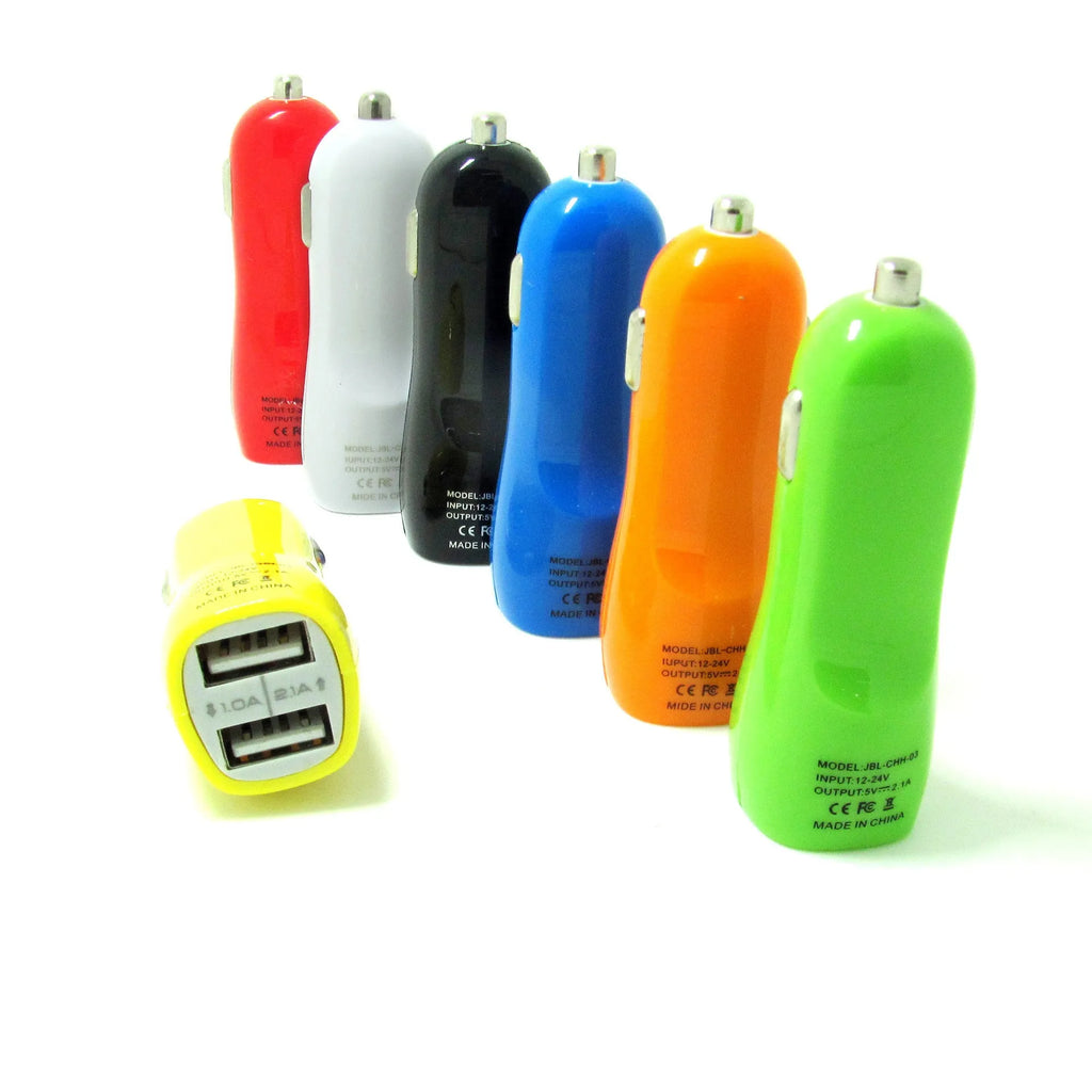 Black dual USB car charger with LED indicator for vehicle cigarette lighter socket