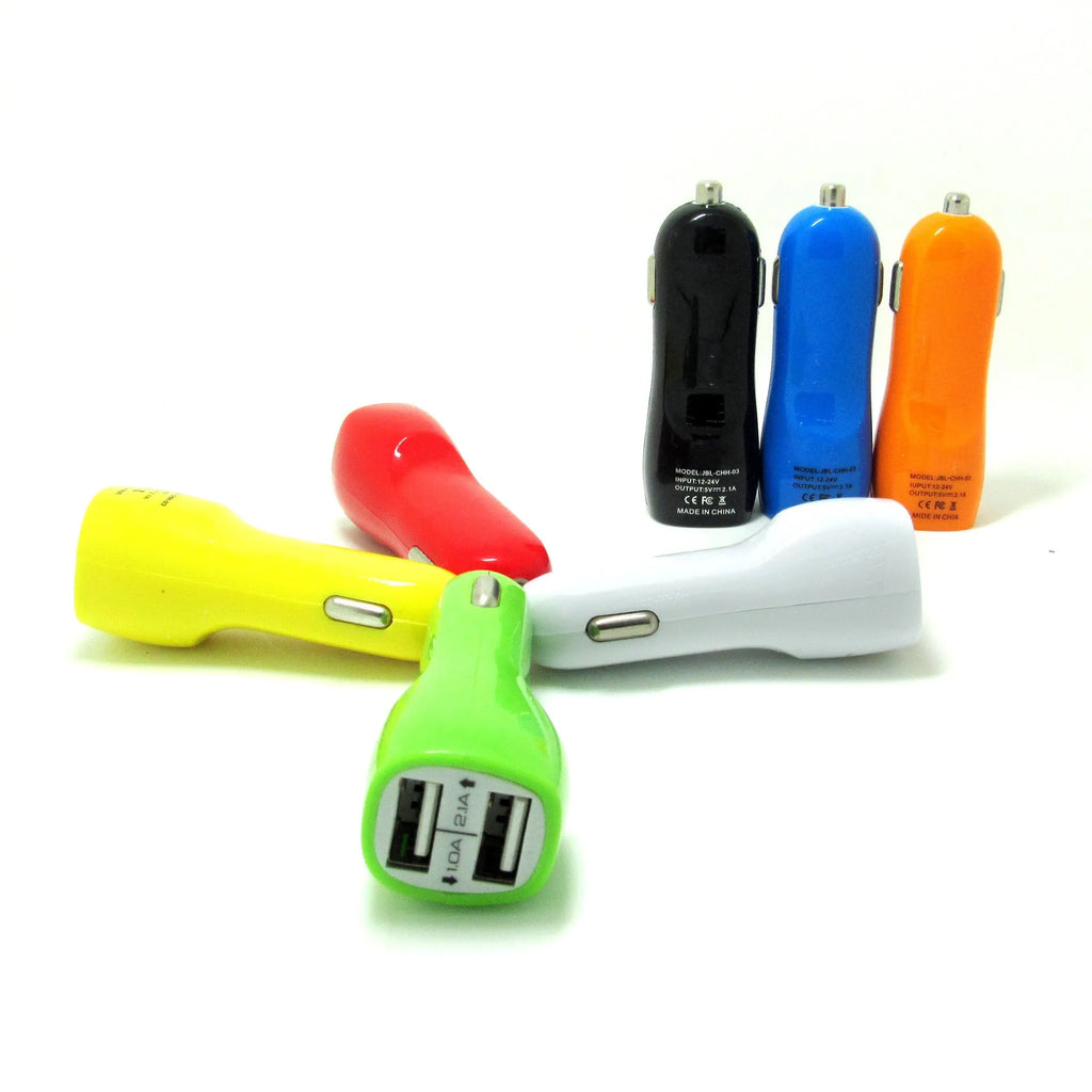 Black dual USB car charger with LED indicator for vehicle cigarette lighter socket