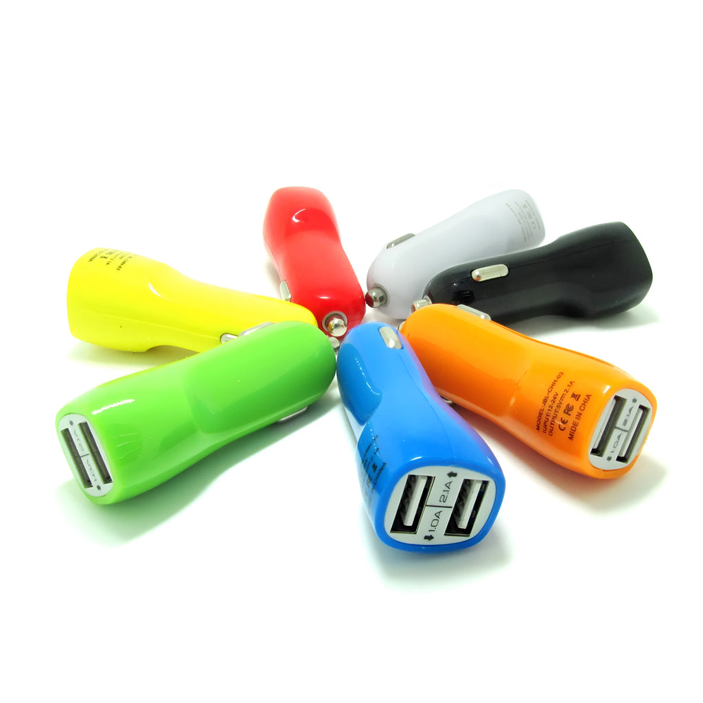 Black dual USB car charger with LED indicator for vehicle cigarette lighter socket