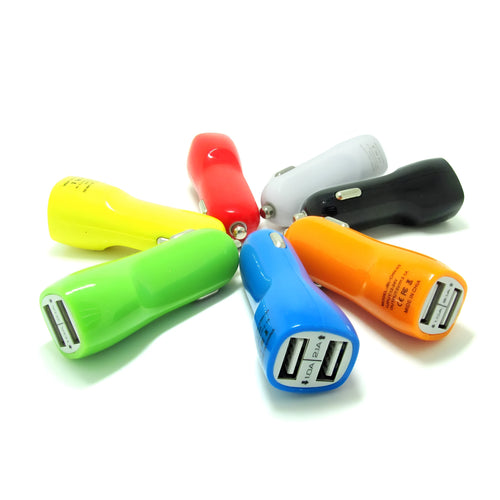 Black dual USB car charger with LED indicator for vehicle cigarette lighter socket