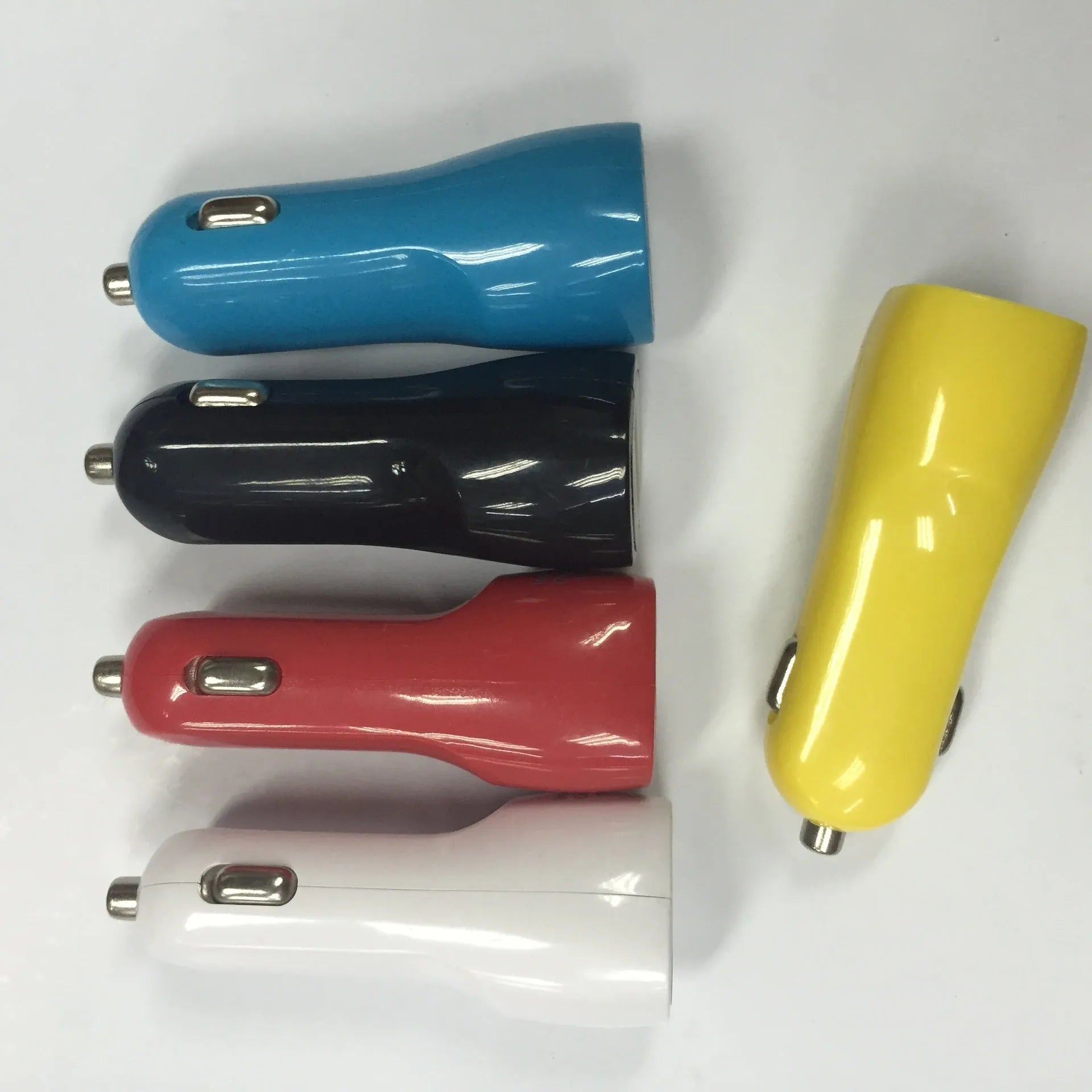 Black dual USB car charger with LED indicator for vehicle cigarette lighter socket