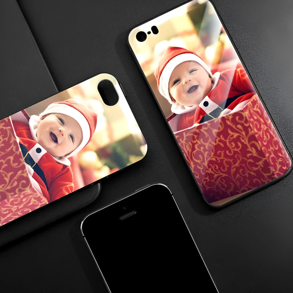 Patterned compatible iPhone case with raised bumper edge and precision cut outs for camera and ports