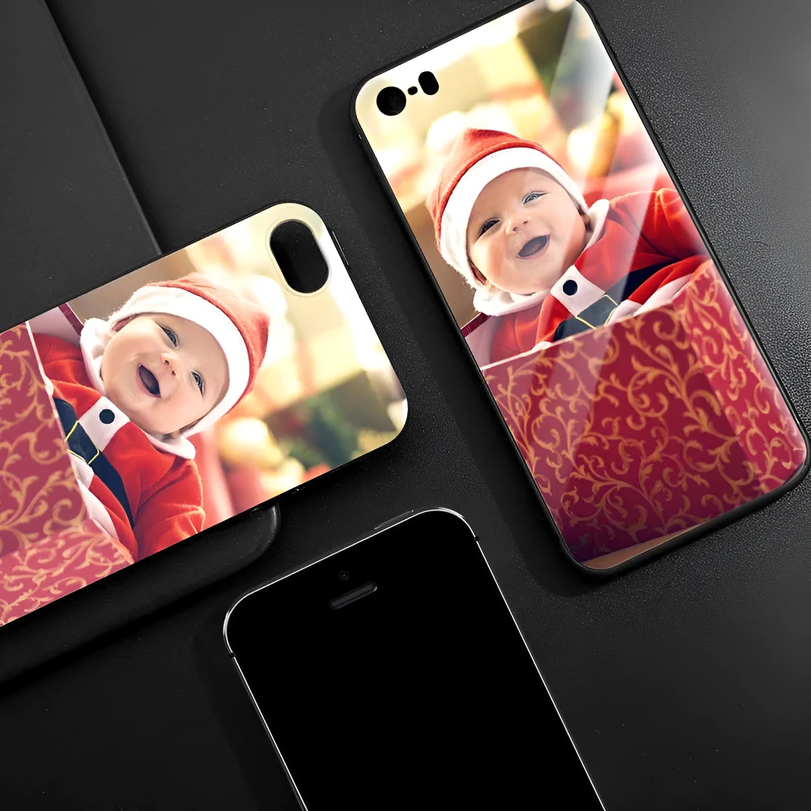 Patterned compatible iPhone case with raised bumper edge and precision cut outs for camera and ports