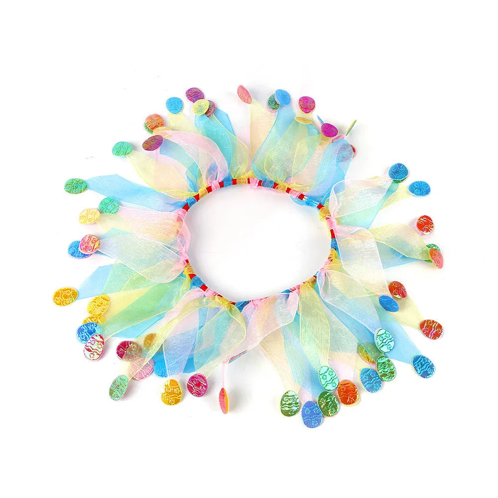 Tie-dye cloth dog collar in free size showing blue, green, Christmas, and Halloween colour options