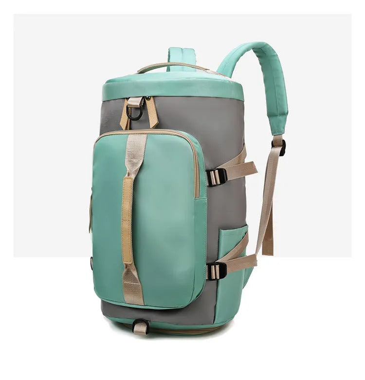 Waterproof convertible gym bag with shoe compartment and combination lock in multiple colour options