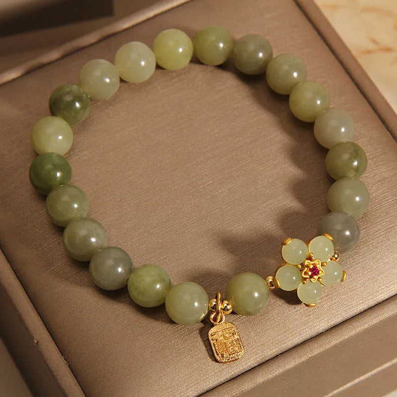 Women's casual bracelet with gray jade decoration and alloy construction