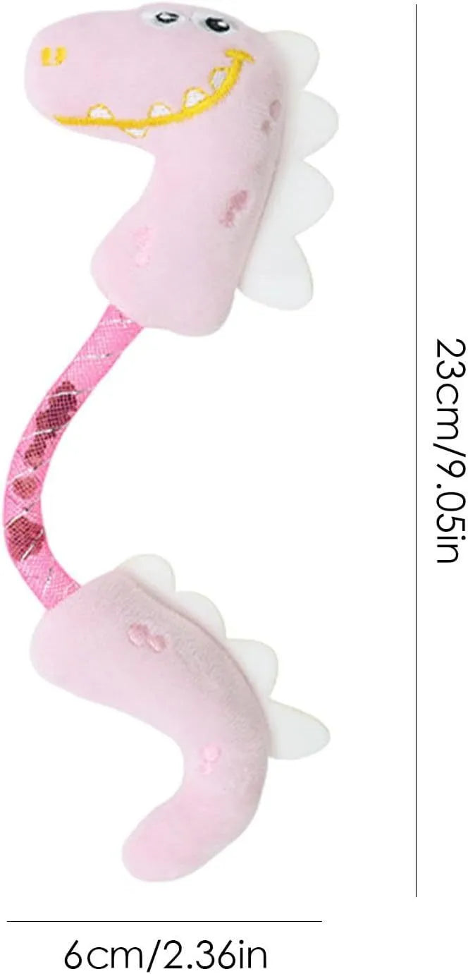 Set of four cat toys: plush fish, mouse, bunny, and a catnip rope on a plain background