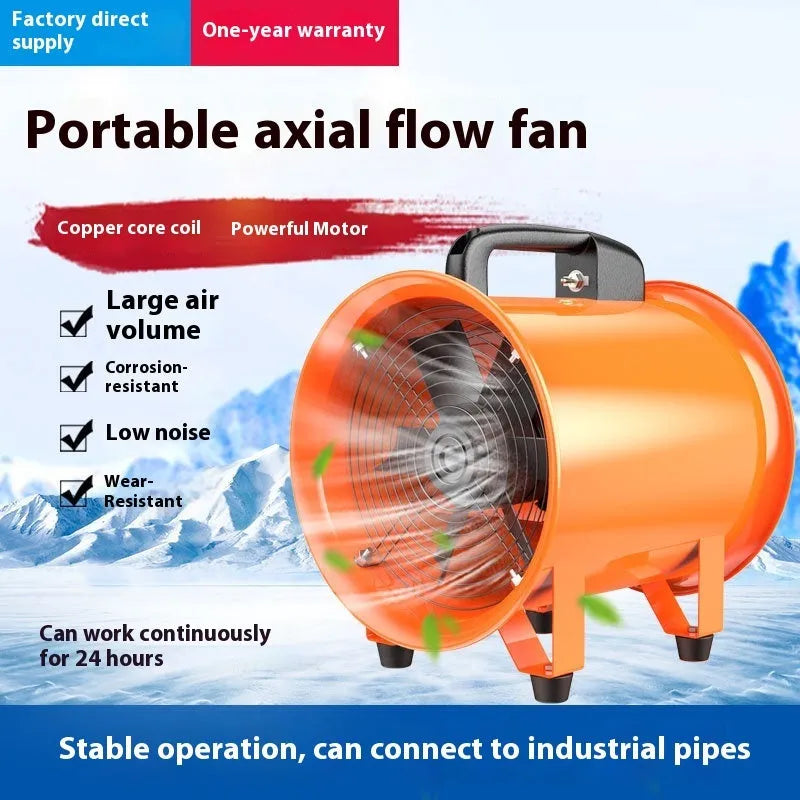 8-inch titanium steel axial flow fan with 7 blades for industrial dust removal and ventilation