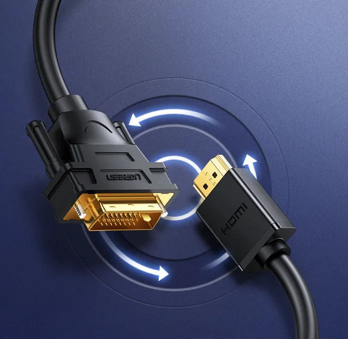 HDMI adapter cable with rotating connectors for laptop to display connections in four length options