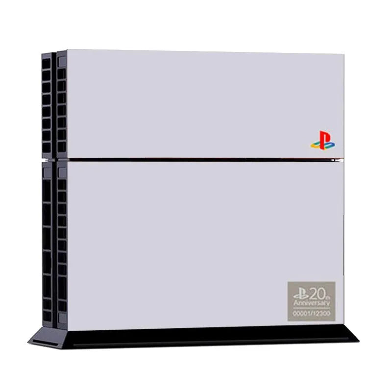 PS4 console and controller with colourful explosion-pattern B-SKIN vinyl protective stickers applied