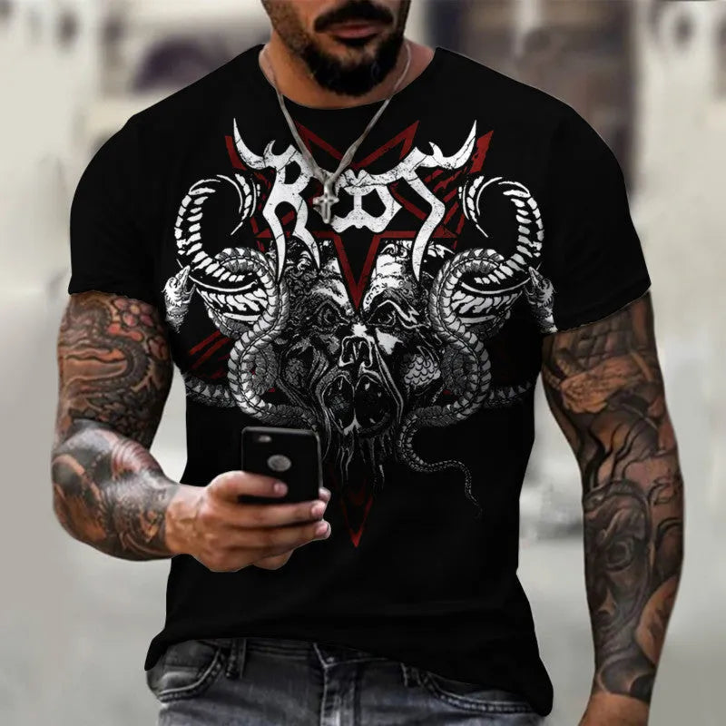 Men 3D graphic casual t-shirt short sleeve pullover size XXS to 6XL mesh fabric digital print